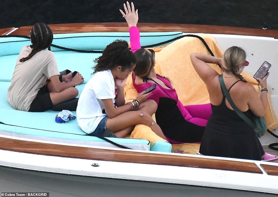 The singer and her family enjoyed the views during a boat ride along the Amalfi Coast.