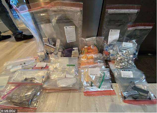 The socialite is accused of using her North Hollywood residence to store, package and distribute narcotics, including ketamine and methamphetamine. Pictured: Narcotics recovered during a raid in March 2024