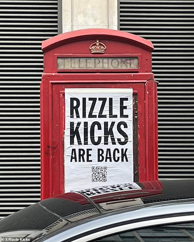 Just an hour earlier, the band had teased the clip with an image of a London phone booth emblazoned with the words: 'Rizzle Kicks are back'.