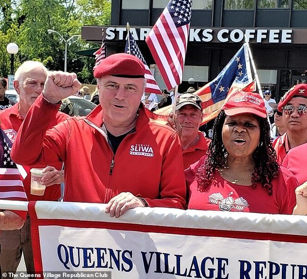 Moody, pictured with former Republican New York City mayoral candidate Curtis Sliwa, was reportedly barred from the stadium because 