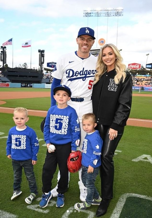 Freeman and his family together at Dodger Stadium before Max's condition was known