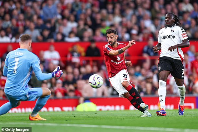 Fernandes deflected a weak shot with the outside of his boot, forcing Leno into a save.