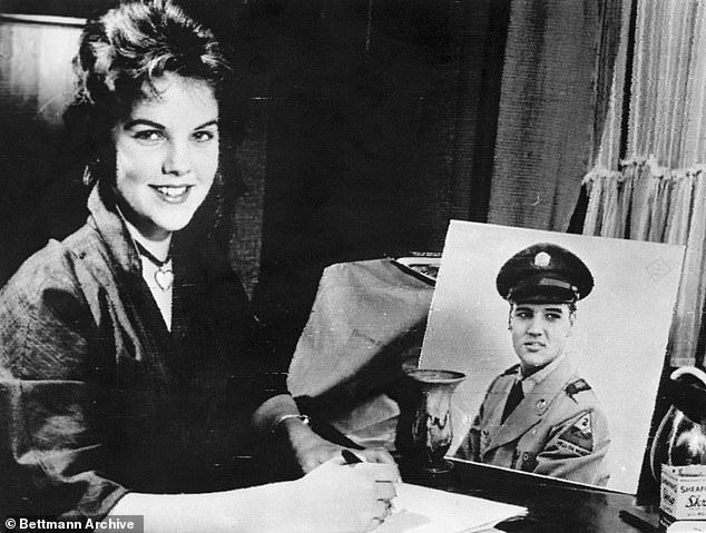 Priscilla was the stepdaughter of a military man when she met Presley while he was stationed in Germany in 1959; she is seen shortly after his discharge in March 1960.