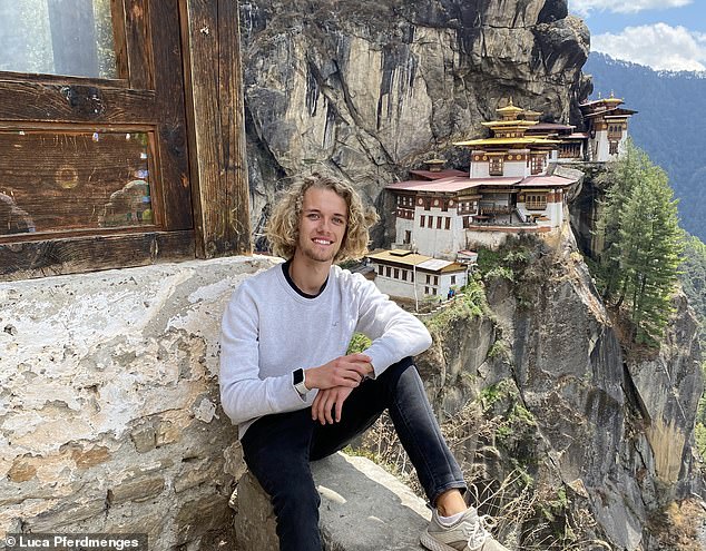 Luca is seen here at the Tiger's Nest Monastery in Bhutan.