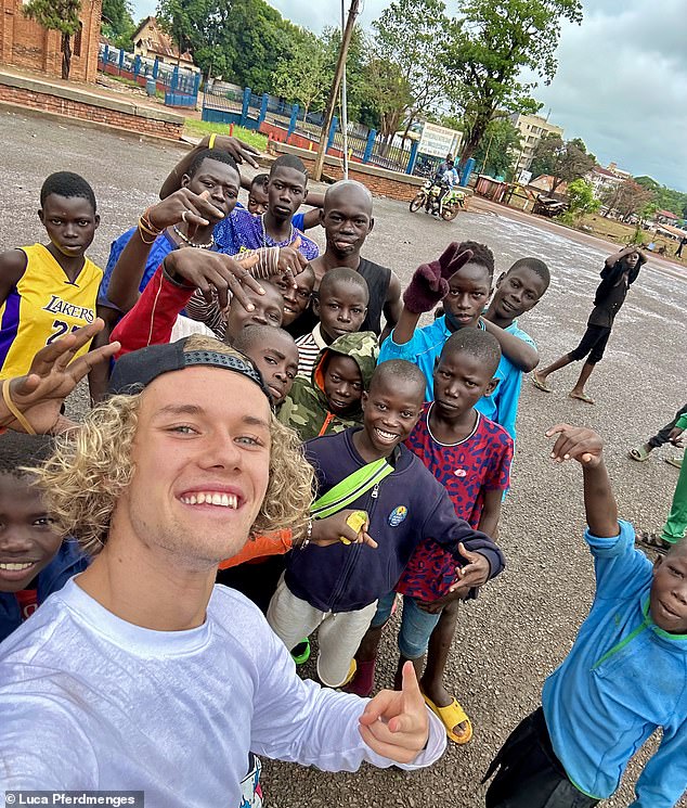 Luca with children from Bangui, Central African Republic. He says that 