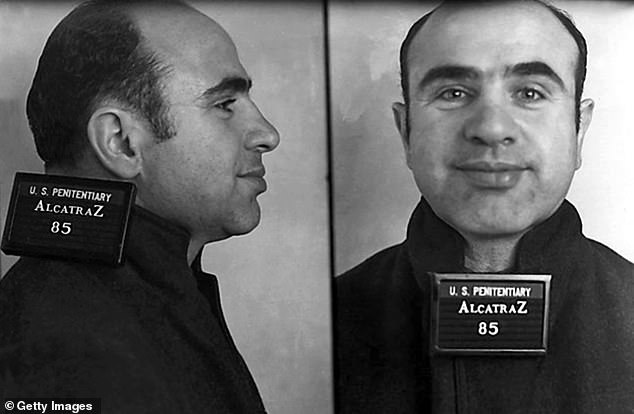 Police photo of Al Capone arriving at Alcatraz Federal Penitentiary on August 22, 1934