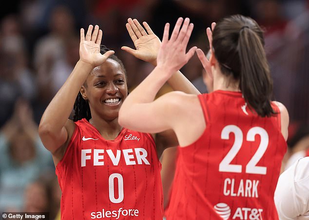 The WNBA rookie set up teammate Kelsey Mitchell (left) during the Fever's win.