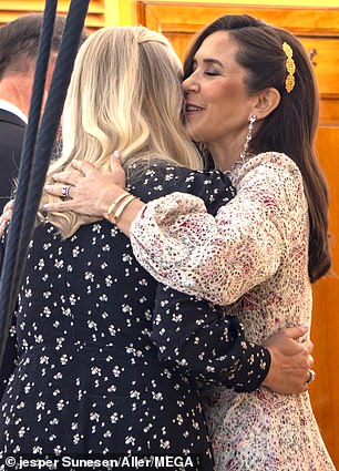 Queen Mary wore the Jane comb ($248) during the Danish state visit to Norway in May 2024 (pictured with Crown Princess Mette-Marit of Norway)