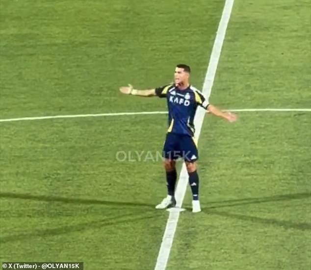 Ronaldo made an angry gesture towards his teammates after Al-Hilal scored four goals in the second half.