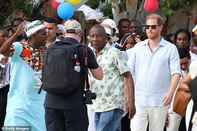 Crowds formed around the Duke and Duchess of Sussex as they arrived.