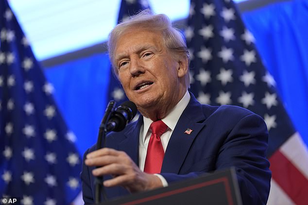 Former US President Donald Trump speaks during an event earlier this week