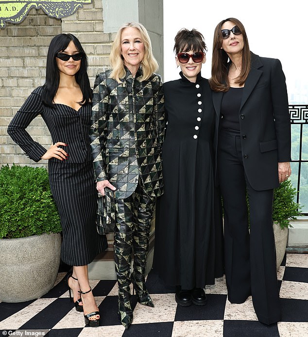 They were joined at the event by their co-stars and veteran actresses Catherine O'Hara, Winona Ryder and Monica Bellucci.