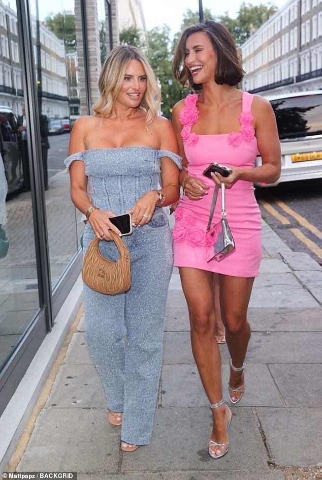 The former TOWIE star, 33, flashed her dazzling white smile as she arrived at Ixchel restaurant with pal Danielle Armstrong.