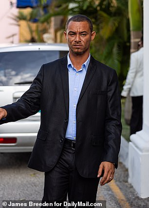 Faron Newbold is seen here arriving at court in Nassau.