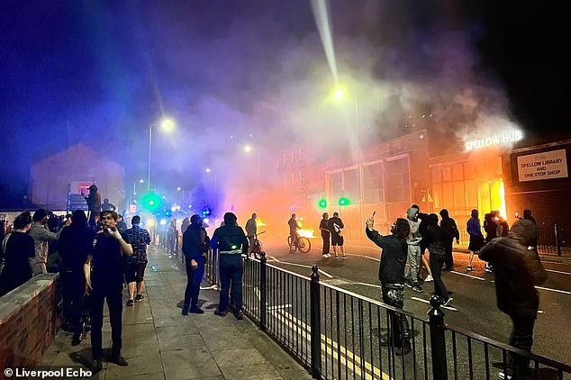 Rioters stormed County Road in Liverpool and caused significant damage