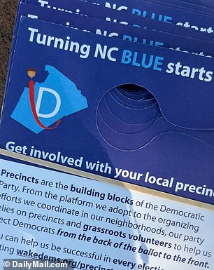 Volunteers left flyers on doors for Democrats who were not in the party.