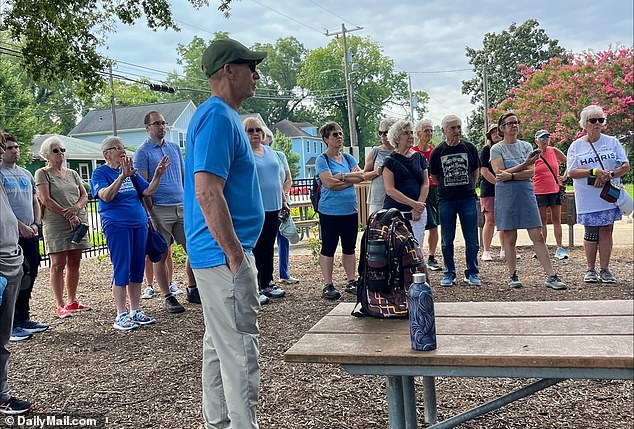 Volunteers prepare to knock on doors on behalf of the Democratic Party in Raleigh, North Carolina