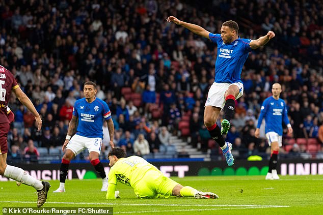 Rangers striker Dessers blasts the ball past St Johnstone goalkeeper Josh Rae