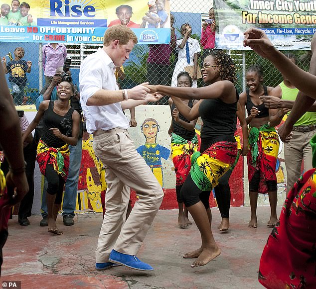 The royal, then 27, showed he had remarkably good timing as he danced to a cover of One Love by reggae legend Bob Marley.