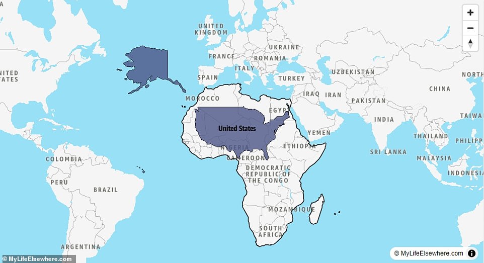 While the United States is colossal, it is no match for the African continent, which is 3.1 times larger.