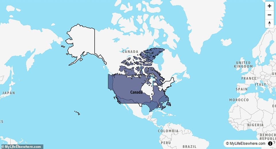 Canada (9,984,670 square kilometers) is slightly larger than its busier southern neighbor, while the United States is 98.49 percent the size.