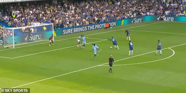 Jackson continued to play and eventually saw a weak shot blocked inside the Manchester City box.