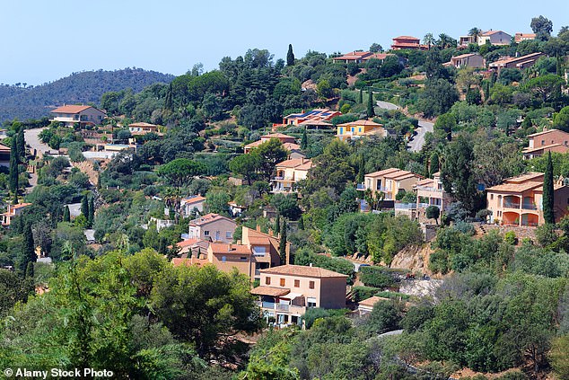 The group had rented Le Mas de Pigerolle, a five-bedroom cottage with pink stucco cladding on ten acres of land, four miles from the pretty village of Bormes Les Mimosa (above).