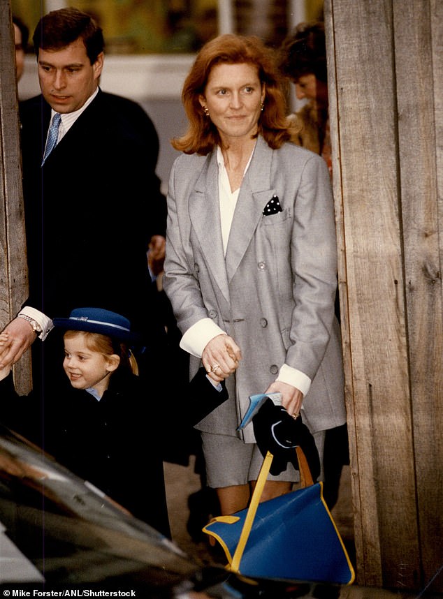 Sarah Ferguson and Prince Andrew later that year at the birth of Princess Beatrice.