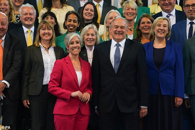 Liberal Democrat leader Ed Davey (right) with deputy leader Daisy Cooper (left) during a photocall with the party's new MPs. The shocking figures have been revealed following a Freedom of Information request from the party