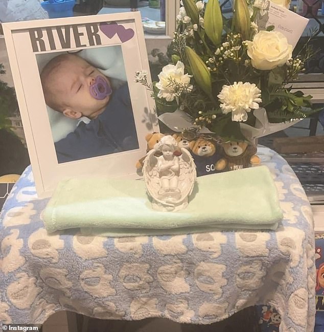 A makeshift memorial has been set up for River as his family gathers to raise funds for his funeral.