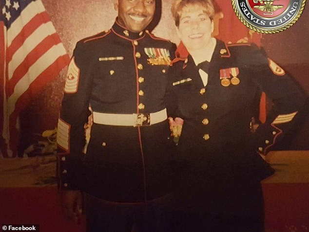 Marshall was a sergeant in the U.S. Marine Corps, posing here with a comrade during his active duty service.