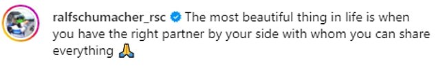 'The most beautiful thing in life is when you have the right partner by your side with whom you can share everything'