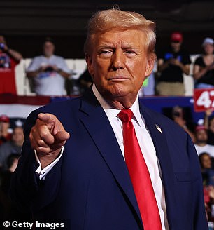 Trump (right, pictured at his campaign rally in Pennsylvania on Saturday) said 