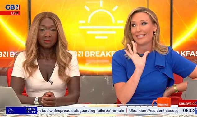 Viewers who tuned in to watch the former This Morning presenter were greeted by GB News regular Nana Akua, who presented alongside Isabel (pictured).