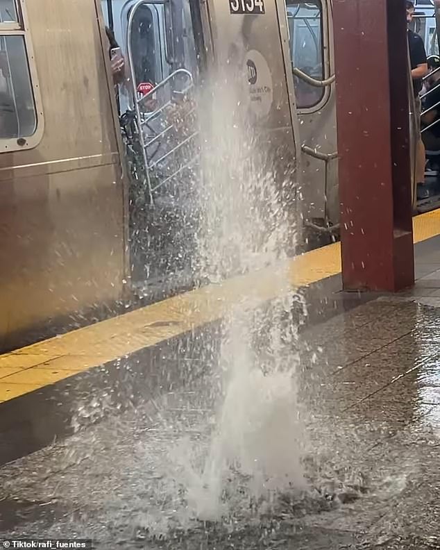 Floodwaters have also affected the subway system, even bursting through grates in the ground near Penn Station in downtown New York City.