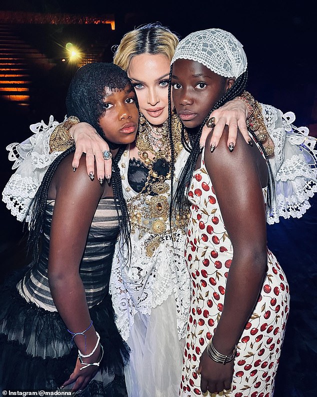 Madonna posed with her daughters Stella and Estere