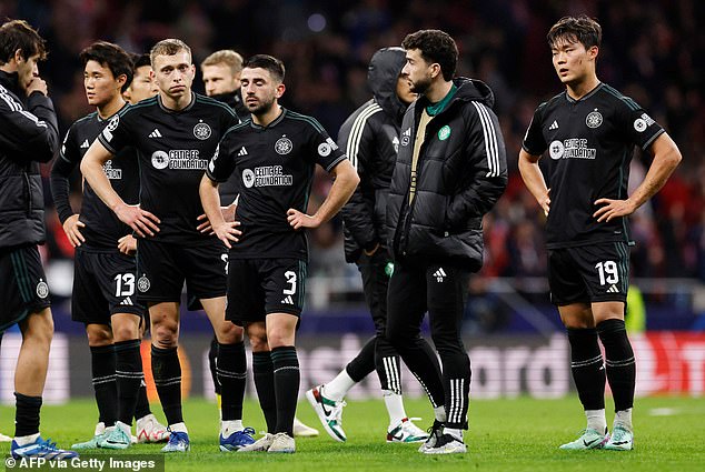 Celtic stars look heartbroken after being thrashed 6-0 at Atletico Madrid