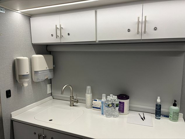 Inside one of two rooms used for patients at Planned Parenthood Great Rivers' mobile health clinic. According to Dr. Colleen Nicholas, they expect to see 20 to 30 patients seeking abortions in two days and had 12 vasectomies scheduled for Monday.