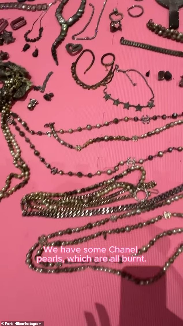 Several sets of Chanel pearls were damaged in the trailer fire