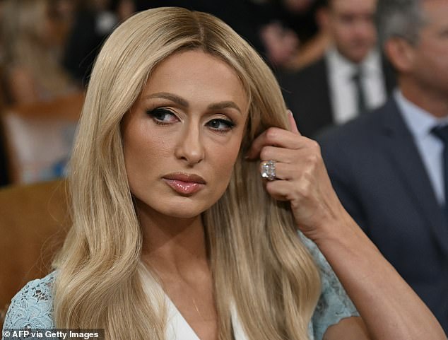 Hilton photographed in June on Capitol Hill, where she visited to testify at a House Ways and Means Committee hearing on strengthening child welfare and protecting America's children.