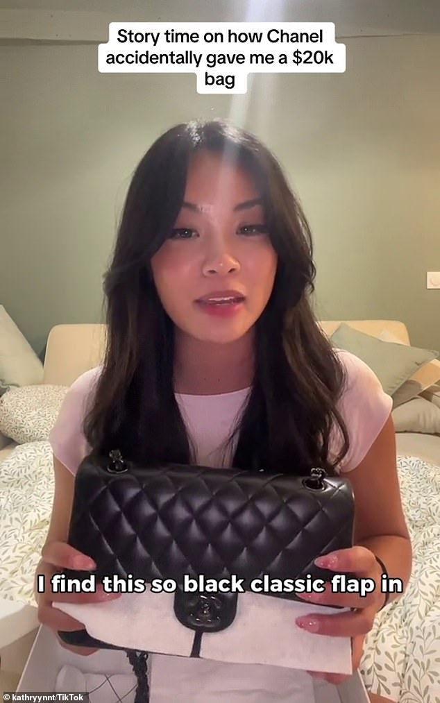 Kathryn got the surprise of her life when she opened her shopping bags and discovered the Chanel So Black Classic Medium Flap ($19,140) among her new items.