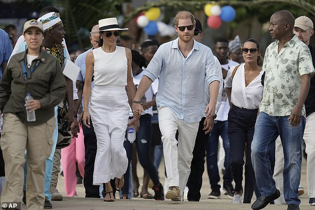 Prince Harry and Meghan arrive in San Basilio de Palenque, Colombia on Saturday 17 August