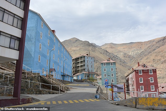 The couple have been amazed by several sites, including the mining town of Sewell, which sits 2,200 metres above sea level in the Andes (above)