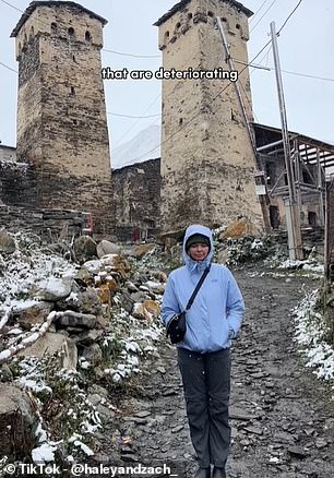 Haley is pictured above in Upper Svaneti, a region in Georgia's mountainous area famous for its well-preserved medieval villages.