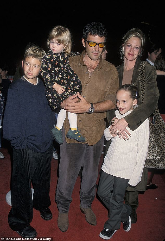 Alexander Bauer, Stella Banderas, Antonio, Dakota Johnson and Melanie photographed in 1998