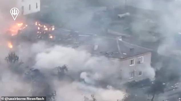 The attack left buildings, which Ukraine says Putin's troops were using as hideouts, almost completely destroyed.