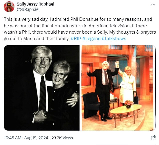 He paid tribute to Donahue after the news of his death on Twitter