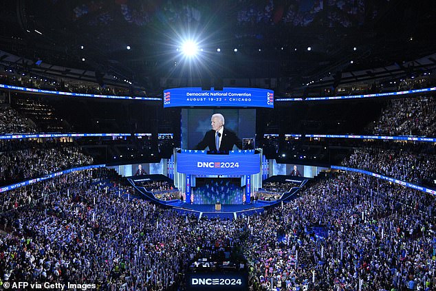 US President Joe Biden speaks on the first day of the Democratic National Convention