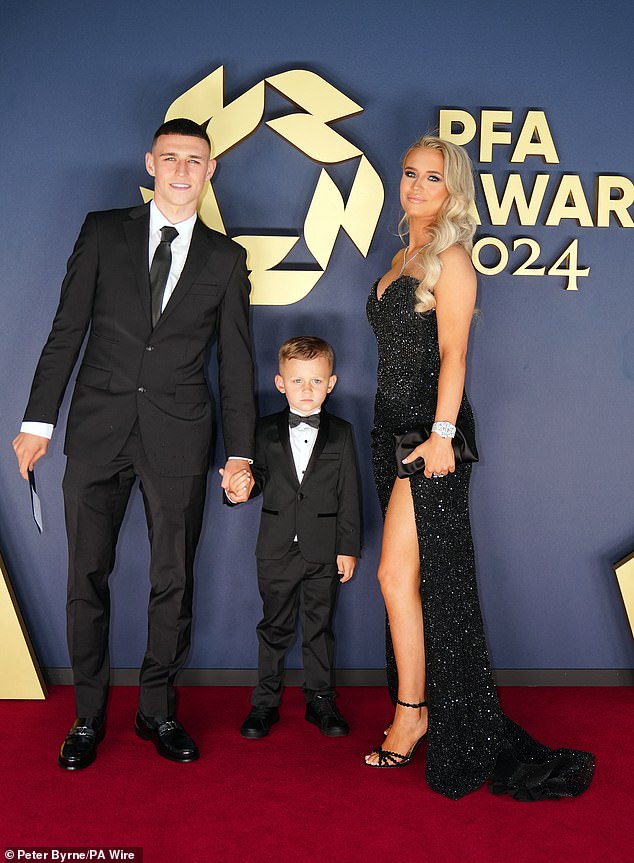 Meanwhile, Phil Foden, who is nominated for the award, was supported by his glamorous wife Rebecca Cooke and five-year-old son Ronnie.