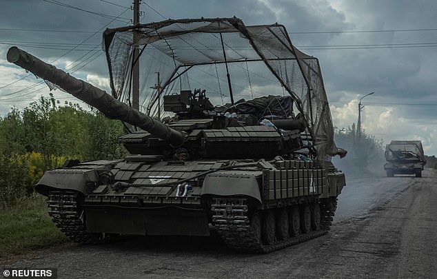 A Ukrainian tank near the Russian border. Ukrainian forces have been conducting a military incursion into Russia's Kursk region since August 6.